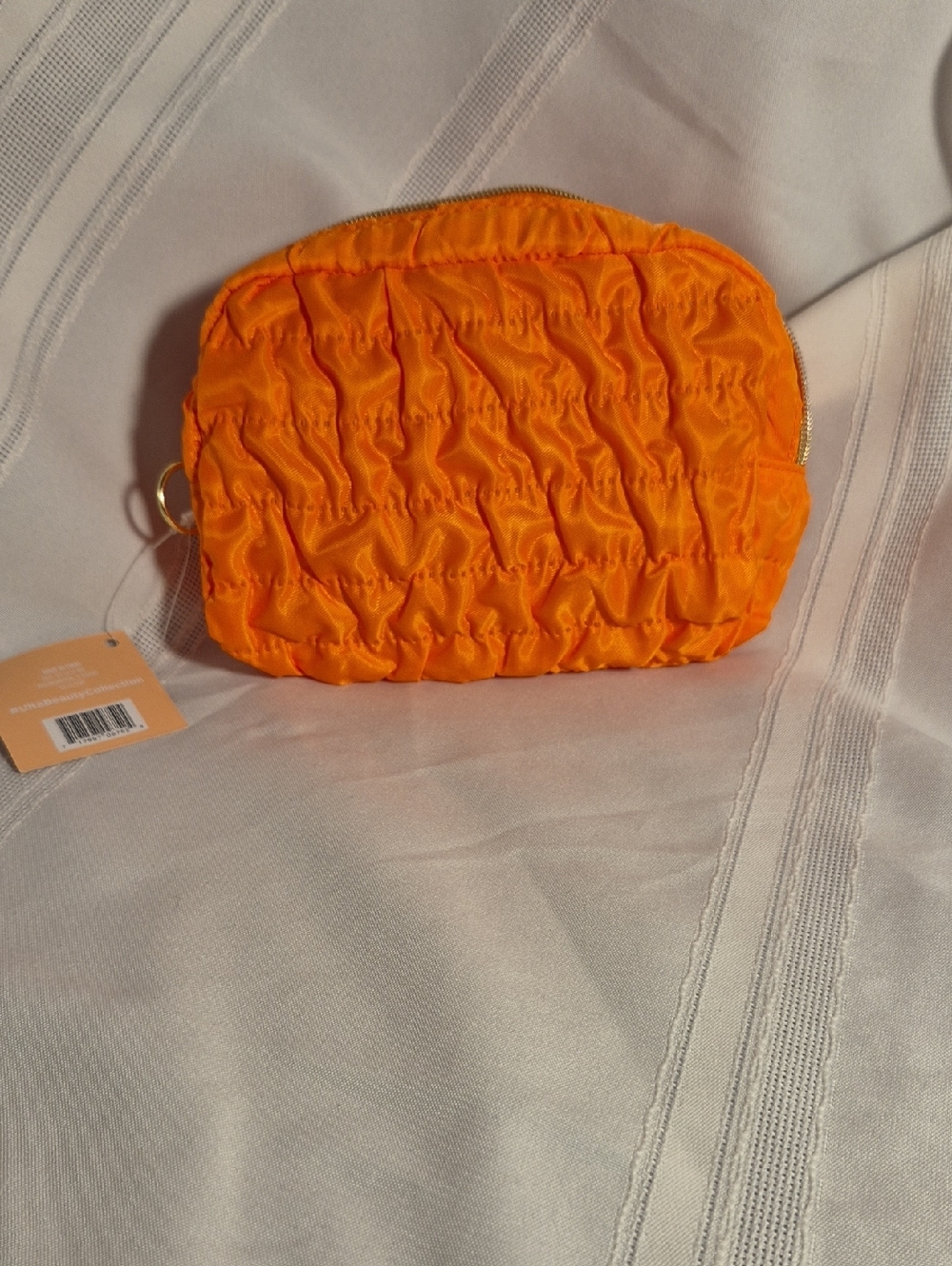 NWT Ulta Orange Ruched Women's Cosmetic Pouch